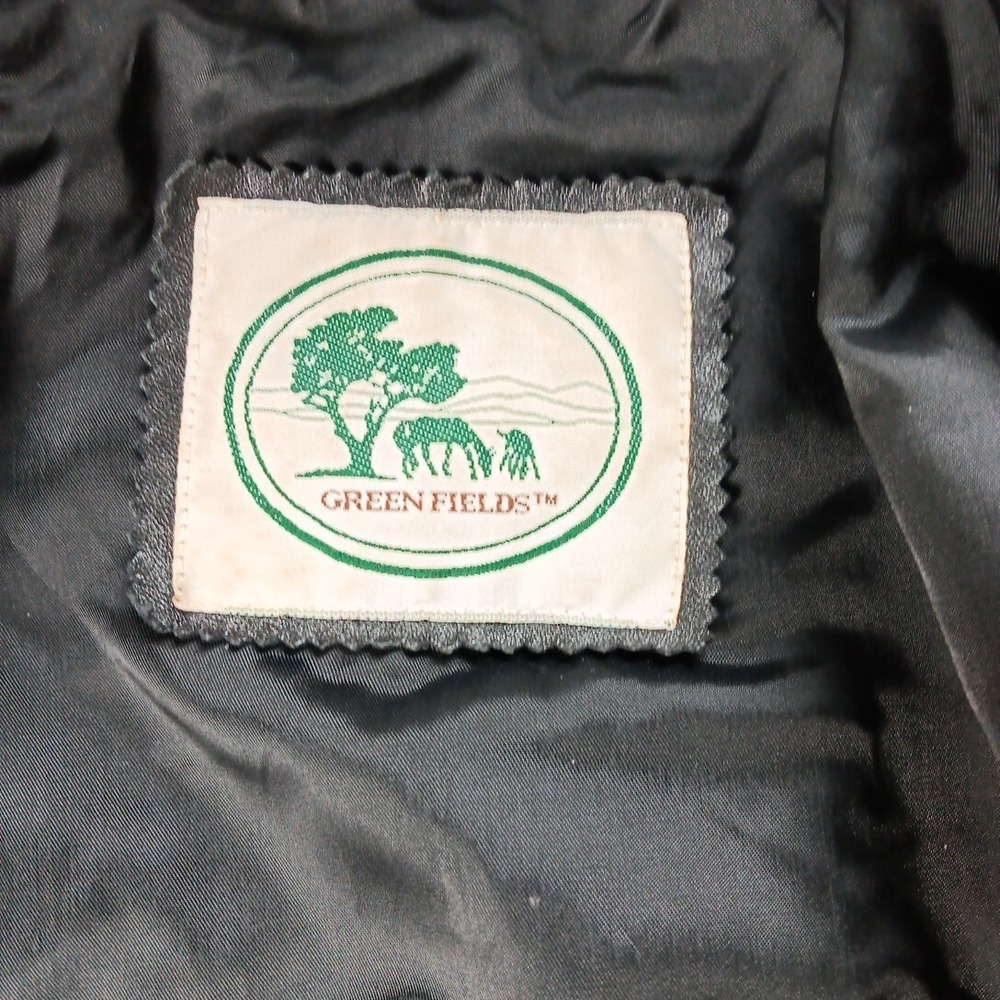 Green Field Leather Jacket Womens Medium MOTO Black Belted Motorcycle Grunge VTG - Picture 8 of 13